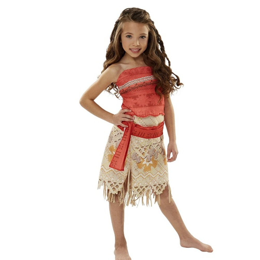 Disney Moana Princess Halloween Costume Size Small 4-6X, Orange Top & Skirt.